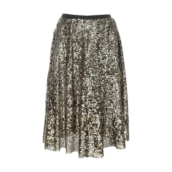 Maeve Anthropologie Sequin Midi Skirt NWT Small Carbon Black Gold Party Holiday - Picture 1 of 10